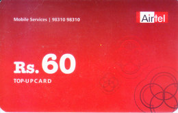 MOBILE / TELEPHONE CARD, INDIA - AIRTEL RS. 60 TOP UP CARD - Other & Unclassified