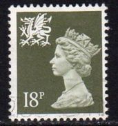 GB Wales 1971-93 18p Olive Grey Questa Regional Machin, Used, SG 47 - Wales