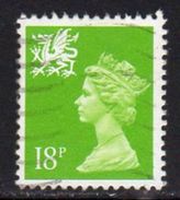 GB Wales 1971-93 18p Green P.14 Centre Band Questa Regional Machin, Used, SG 48b - Wales