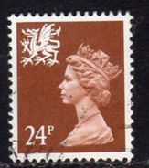 GB Wales 1971-93 24p Chestnut P.15x14 Questa Regional Machin, Used, SG 59 - Gales