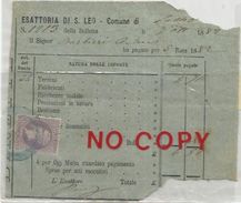 Sasso Marconi, Esattoria Di San Leo, 7.10.1882, Bolletta Esattoriale Con Marca Da Bollo Cent. 5 Vittorio Emanuele II. - Revenue Stamps