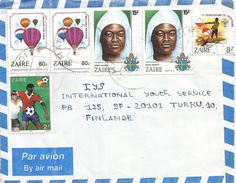 Zaire Congo 1989 Matadi 1 Code Letter D World Cup Football Spain 2Z Pope John Paul II Balloon Scouting Cover - Gebruikt