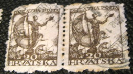 Yugoslavia 1919 Symbols Of Liberty 20 Fil X2 - Used - Unused Stamps