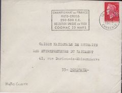 Lettre Moto 16 Cognac 25-2 1969 Flamme =o "Championnat De France Moto-Cross 250-500 C.c...Cognac 23 Mars - Motorbikes