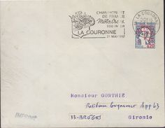 Lettre Moto 16 La Couronne 3-3 1967 Flamme =o " Championnat De France Moto-Cross 500 Inter....21 Mai 1967" - Motorbikes