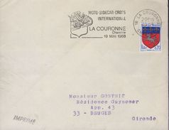 Lettre Moto 16 La Couronne 25-4 1968 Flamme =o "  Moto-Sidecar-Cross  International....19 Mai 1968" - Motorbikes