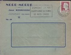 Lettre Moto Jonzac 3-3 1961 Flamme =o " Jonzac 28 Mai Championnat Du Monde De  Moto-Cross  " - Motorbikes