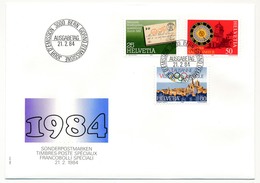 SUISSE - 4 Env FDC - Timbres Spéciaux 1984 ( Expo Philatélie / Saint Imier / Lausanne Olympique ) - Bern - 21/02/1984 - FDC