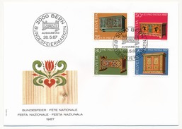 SUISSE - 5 Enveloppes FDC - Fête Nationale - PRO PATRIA 1987 (Meubles Décorés)  Bern - 26/05/1987 - FDC