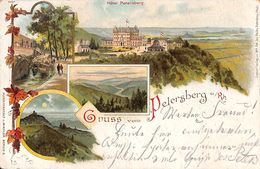 Gruss Vom Petersberg (Litho, Multiviews, Miesler, Hôtel Auf Dem Petersberg, 1899) - Petersberg