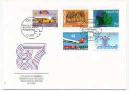 SUISSE - 6 Envel. FDC - Timbres Spéciaux 1987 - Poste Automobile, Académie Lausanne, Thermes Baden - Bern - 10/03/1987 - FDC