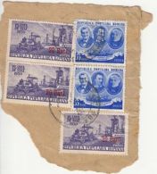 WRITERS, AGRICULTURE, INDUSTRY, OVERPRINT STAMPS ON FRAGMENT, 1950, ROMANIA - Lettres & Documents