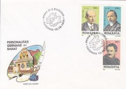 GERMAN PERSONALITIES FROM BANAT, COVER FDC, 1998, ROMANIA - FDC