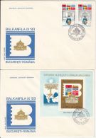 BALKANFILA PHILATELIC EXHBITION, COVER FDC, 2X, 1983, ROMANIA - FDC