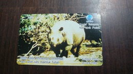 Indonesia-(s186)-badak Jawa-(javan Rhinoceros)-(100units)-used Card - Indonésie