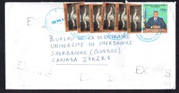 2012  Lettre EXPRÈS  Pour Le Canada  Président Kabila 195 Fr , Masque De Buffle 10 Fr X 6 - Cartas & Documentos