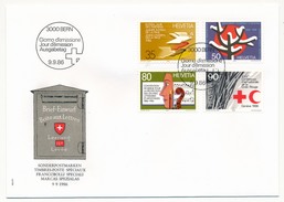 SUISSE - 5 Enveloppes FDC - Timbres Spéciaux 1986 : Croix Rouge, Secours Suisse, Année Paix  - Bern - 9/09/1986 - FDC