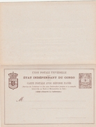 Etat Indépendant Du Congo - Entier CP6  Avec Réponse - Ganzsache Stationery - Storia Postale