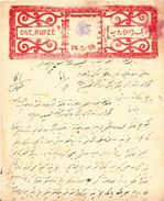 BUSSAHIR State  1 Re  Red  Stamp Paper Type 15  # 99991 FL Inde India Indien Fiscaux Fiscal Revenue - Bussahir