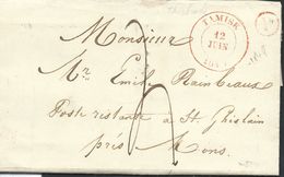 L Càd TAMISE/1849 + Boîte Rurale P En Rouge De Thielrode Pour Mons - 1830-1849 (Independent Belgium)