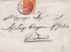 LV213  Lettera Del 4 Dicembre 1854  Con Cent. 15 Rosso Da Mantova A Piadena - - Lombardo-Veneto