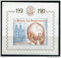 FRANCE - BLOCS COMMÉMORATIF 30 ANS DU " MONDE DES PHILATÉLISTES " PAR DECARIS , GOMMÉ - ** - LUXE - Briefmarkenmessen