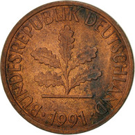 Monnaie, République Fédérale Allemande, Pfennig, 1991, Stuttgart, TTB, Copper - 1 Pfennig