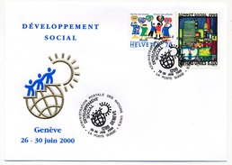 SUISSE / NATIONS UNIES - 1 Enveloppe FDC - Développement Social (Droits Enfants - Sommet Social) - GENEVE Juin 2000 - FDC