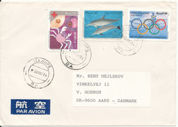 Brazil Cover Sent Air Mail To Denmark 30-3-1994 With More Topic Stamps - Cartas & Documentos