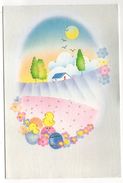 PAQUES-- Poussins , Oeufs  , Fleurs---illustrateur  ????--carte Double Italienne - Easter