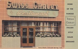 Colorado Springs Colorado, Swiss Chalet Restaurant, C1940s Vintage Linen Postcard - Colorado Springs