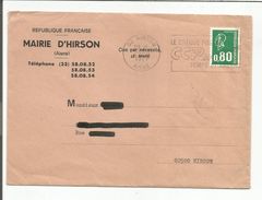 OBLITERATION MECANIQUE SUR LETTRE DE MAIRIE DE HIRSON AISNE DU 23/8/1977 - 1961-....