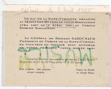 Invitation Au Bal De La Saint-Cyrienne Par Le Général De Brigade Gazounaud. Saigon, 1955 - Bottoni