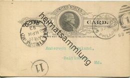 USA - Postkarte Mit Zudruck - Black Diamond File Works - Ganzsache Gel. 1893 - ...-1900