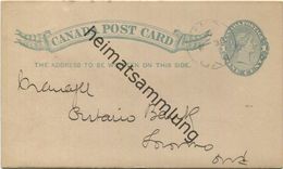 Kanada - Postkarte Mit Zudruck - The Canadian Bank Of Commerce - Ganzsache Gel. 1892 - 1860-1899 Reign Of Victoria