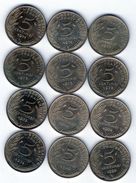 Lot De 12 Pièces De 5 Centimes De 1971-1972-1973-1974 Chouette-1984-1992 -4 Plis- En T B Et En T T B - S U P - Kilowaar - Munten