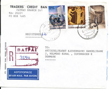 Greece Registered Air Mail Bank Cover Sent To Denmark 1985 ?? - Cartas & Documentos