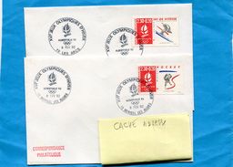 Marcophilie-Sports -"jeux Olympiques Hiver Albertville 1992"c2 Enveloppes Cad Les Arcs+méribel/ Stamp J O - 1961-....