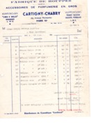 FACTURE  - FABRIQUE DE HOUPPES  - CARTIGNY - CHABRY -PARIS -  1950 - Drogerie & Parfümerie