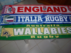 ECHARPE RUGBY  804 LOT DE 3 ECHARPES ENGLAND ITALIA WALLABIES - Rugby