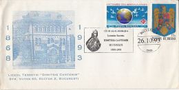 5588FM- BUCHAREST- DIMITRIE CANTEMIR HIGH SCHOOL, SPECIAL COVER, 1993, ROMANIA - Brieven En Documenten