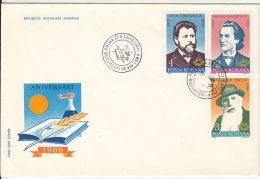 5600FM- ANNIVERSARIES, I. CREANGA, M. EMINESCU, N. TECLU, COVER FDC, 1989, ROMANIA - FDC