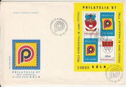 5602FM- KOLN INTERNATIONAL PHILATELIC EXHIBITION, COVER FDC, 1987, ROMANIA - FDC