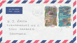 New Zealand Air Mail Cover Sent To Denmark 6-10-1995 With A Block Of 4 Topic Stamps - Poste Aérienne