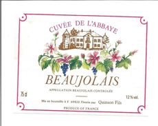 Etiquette De VIN FRANCAIS - BEAUJOLAIS " Cuvée De L'Abbaye " - Religioni