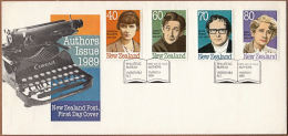 A0215 NEW ZEALAND 1989, SG 1501-4 New Zealand Authors  FDC - Covers & Documents