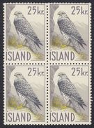 ISLAND Islanda Islande - 1960 - Quartina Di Yvert 298 Nuovi MNH Uniti Fra Loro; 25 Kr, Grigio E Giallo; Falco. - Neufs