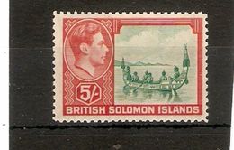 BRITISH SOLOMON ISLANDS 1939 5s SG 71 MOUNTED MINT Cat £32 - Isole Salomone (...-1978)