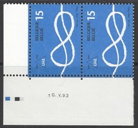 Belgique COB 2507 ** (MNH) - Date 10.V.93 - Coins Datés