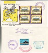 Norfolk 1976 - 50th Anniversary Flight To Australia - Recto-verso - Eerste Vluchten